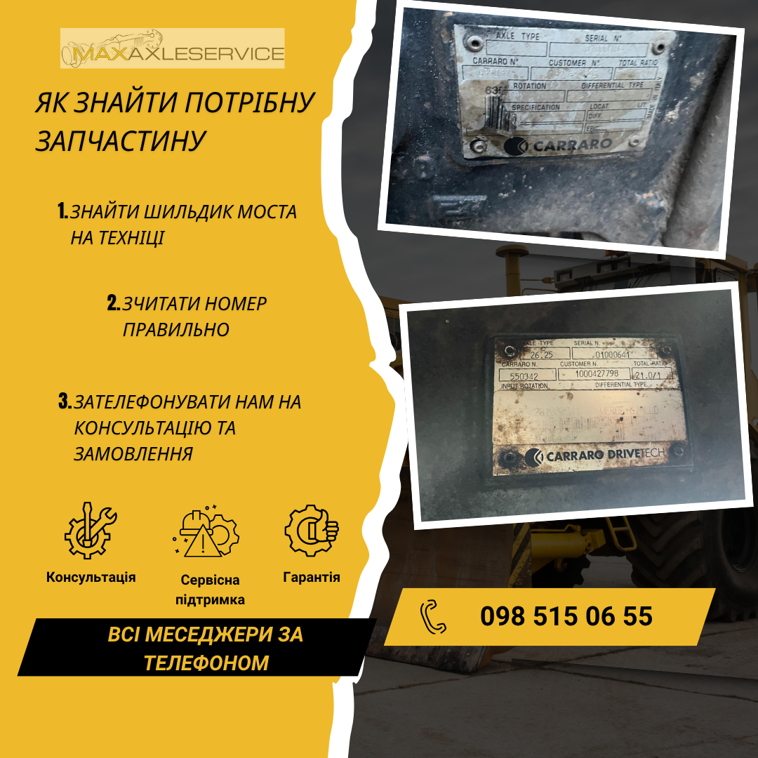 Як зчитати номер моста Carraro і знайти потрібну запчастину